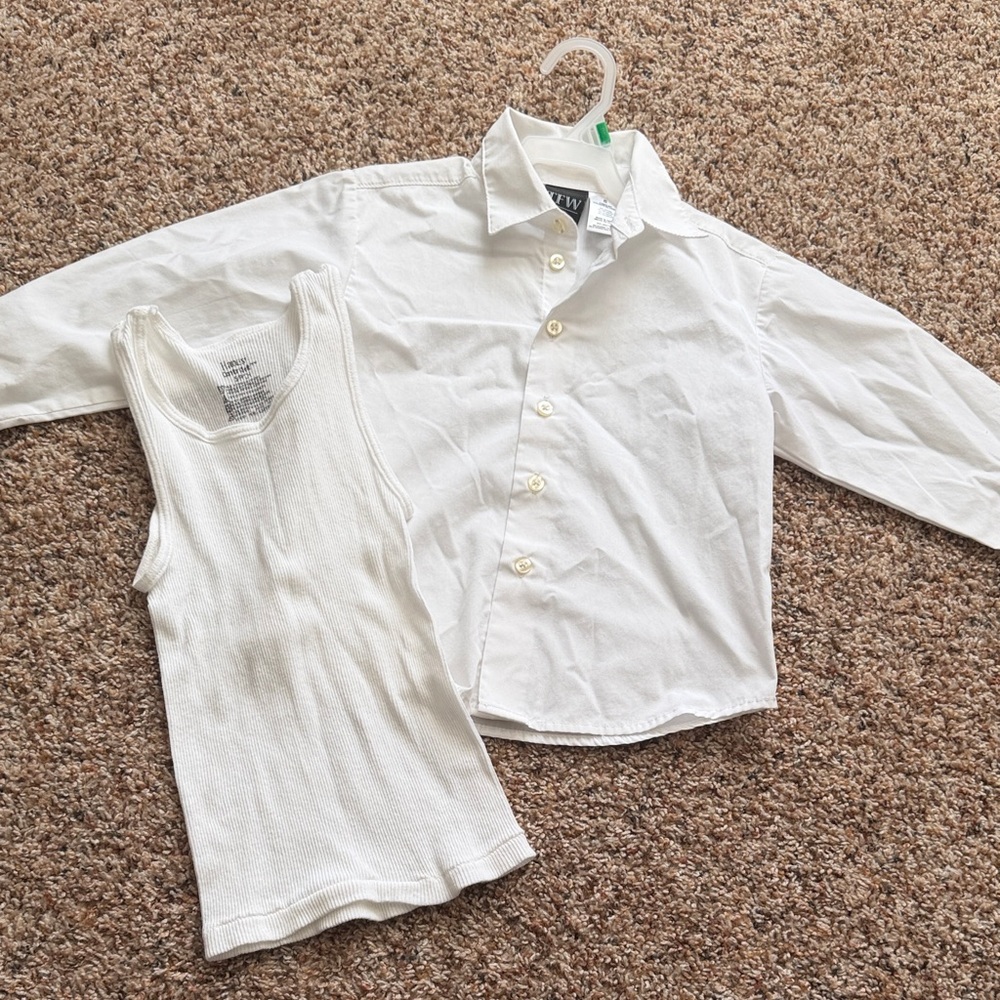 TFW White Button-Down Shirt and Tank Set
